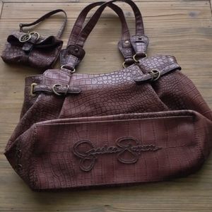 Jessica Simpson Brown Snakeskin Purse w mini purse